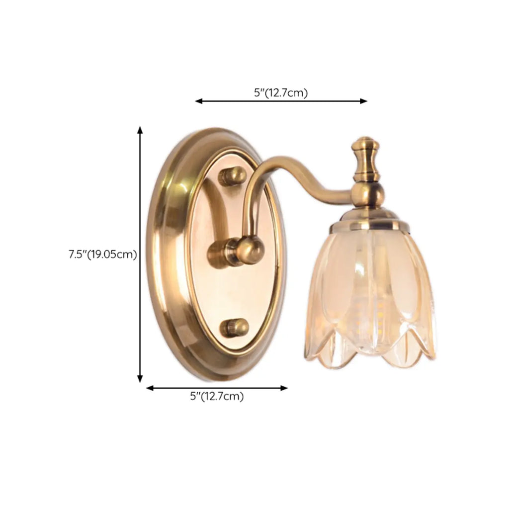 Lampada da bagno moderna in metallo con paralume in vetro floreale