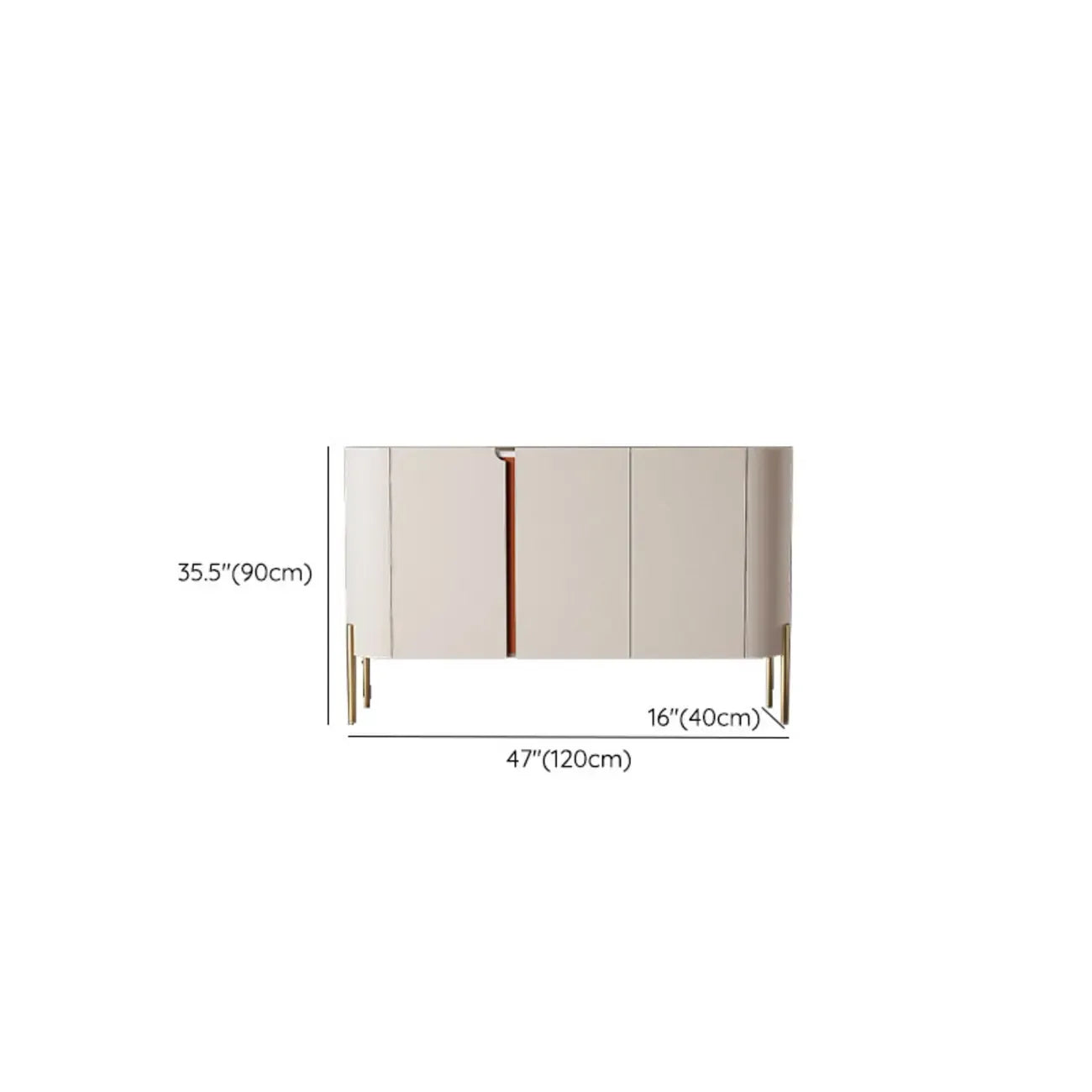 Buffet glamour en bois blanc cassé avec placards