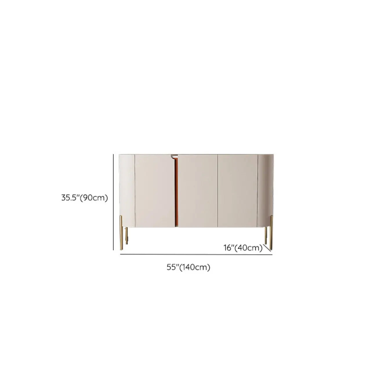 Buffet glamour en bois blanc cassé avec placards