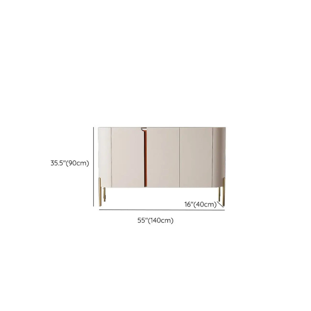 Buffet glamour en bois blanc cassé avec placards