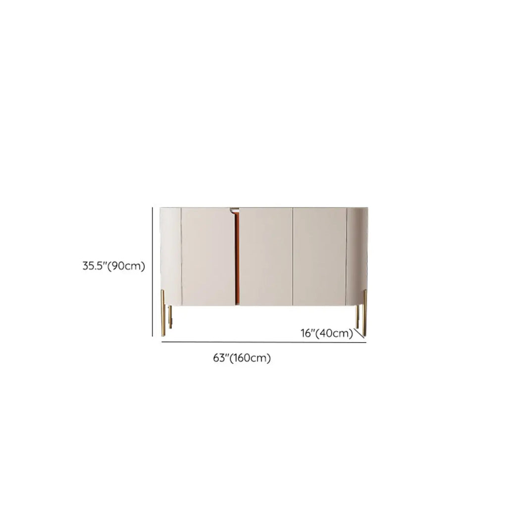 Buffet glamour en bois blanc cassé avec placards