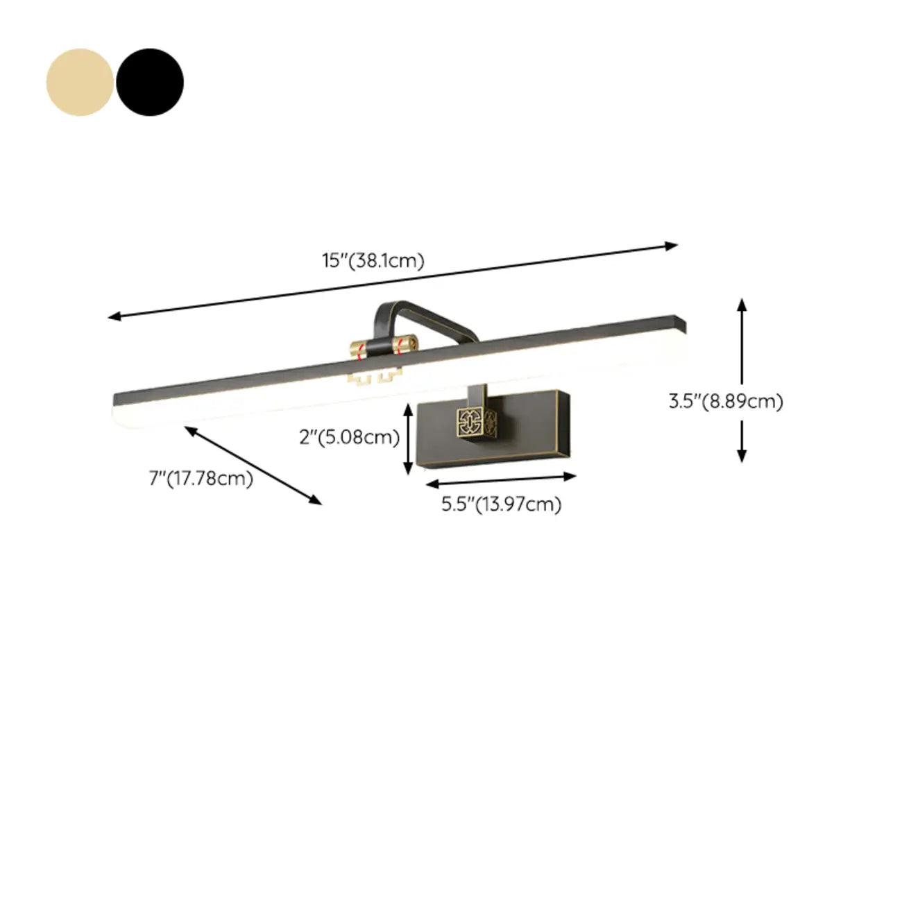 Applique murale minimaliste et réglable à LED dorée pour miroir de courtoisie