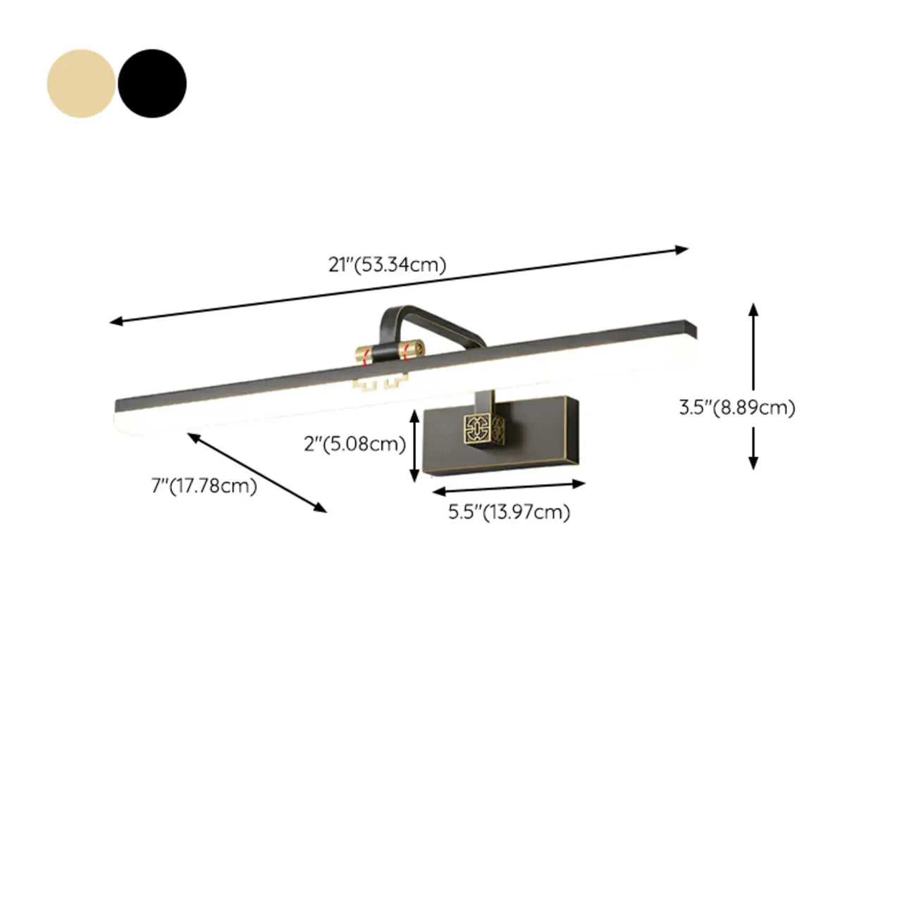 Applique murale minimaliste et réglable à LED dorée pour miroir de courtoisie