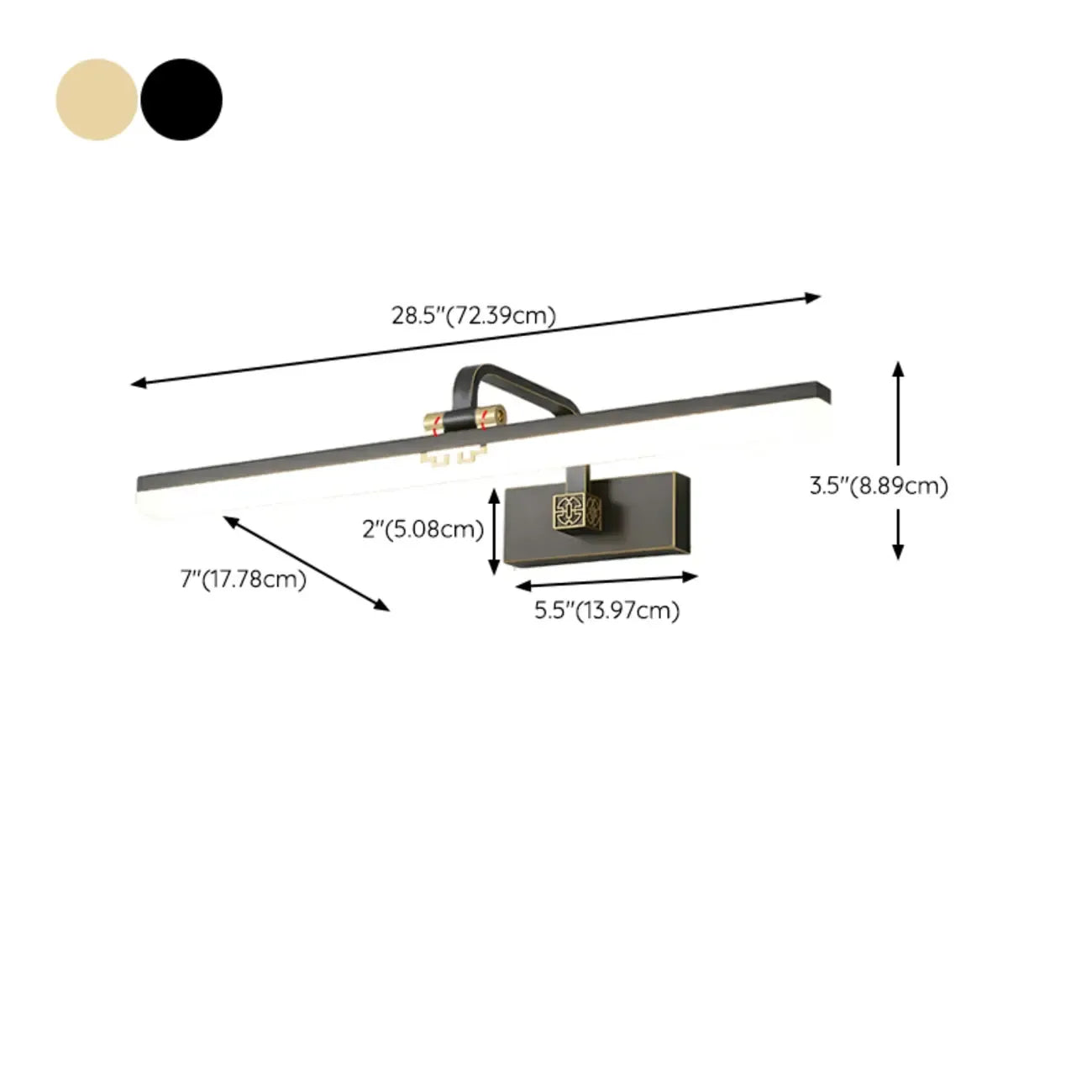 Applique murale minimaliste et réglable à LED dorée pour miroir de courtoisie