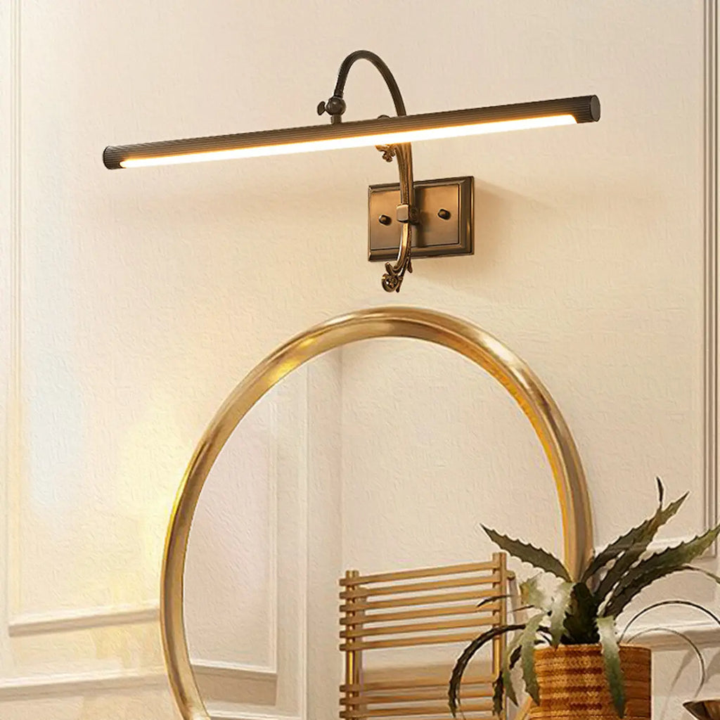 Applique lineare a LED in rame retrò ad arco
