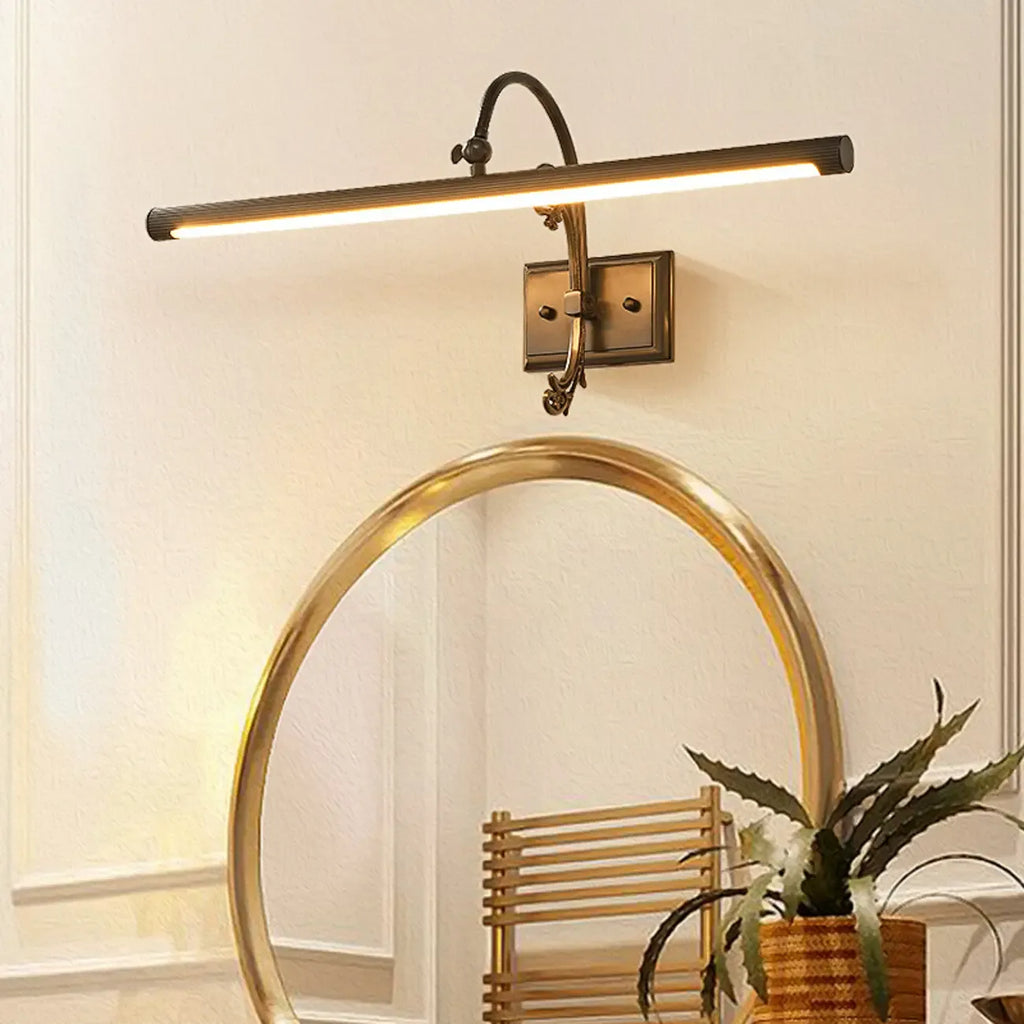 Applique lineare a LED in rame retrò ad arco