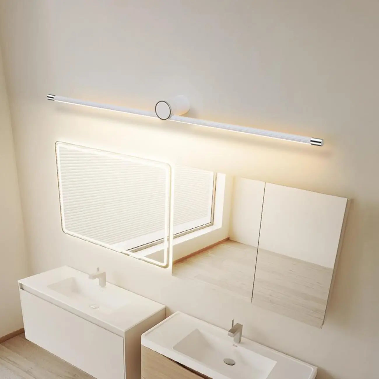 Applique murale LED blanche minimaliste à tube long pour salle de bain