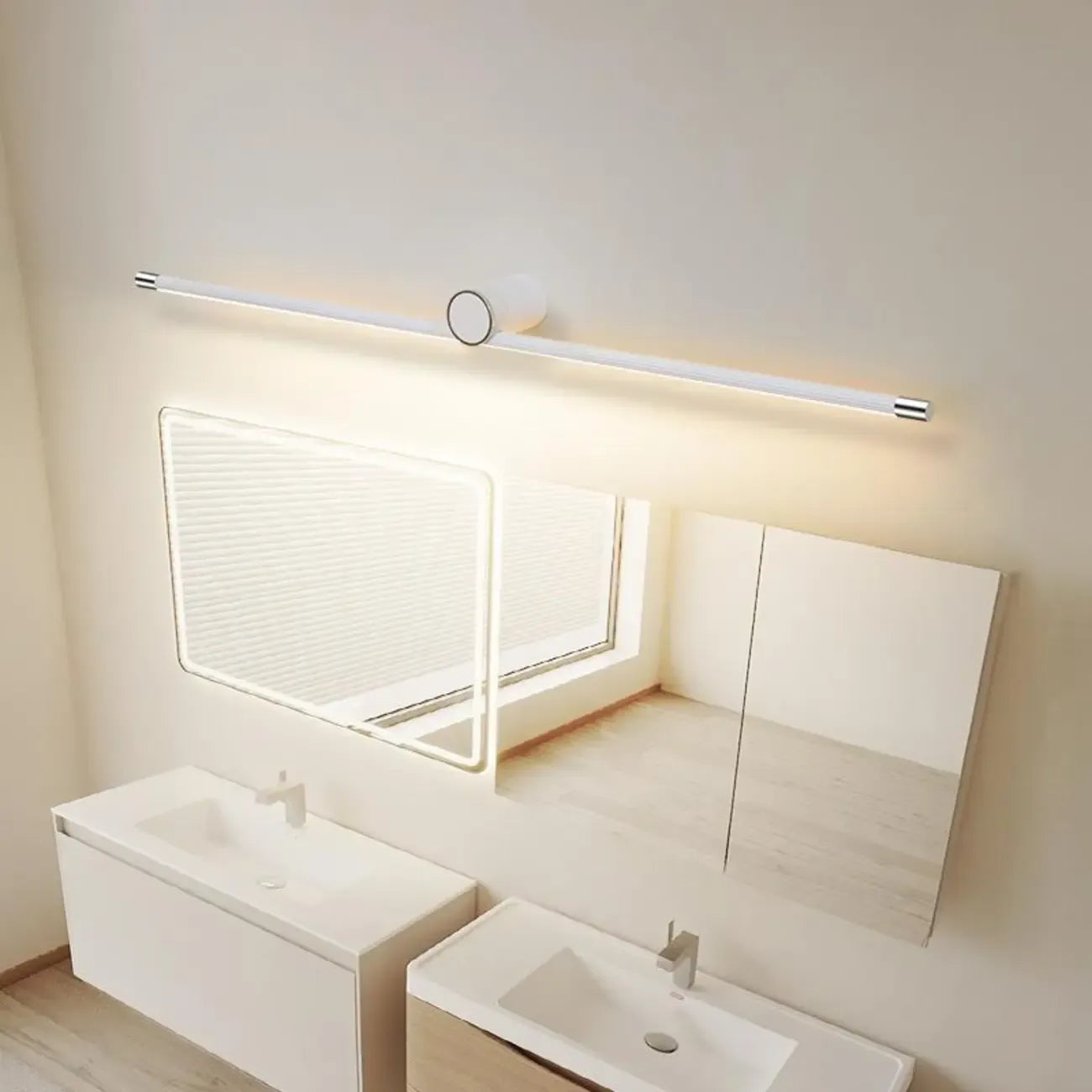 Applique murale LED blanche minimaliste à tube long pour salle de bain