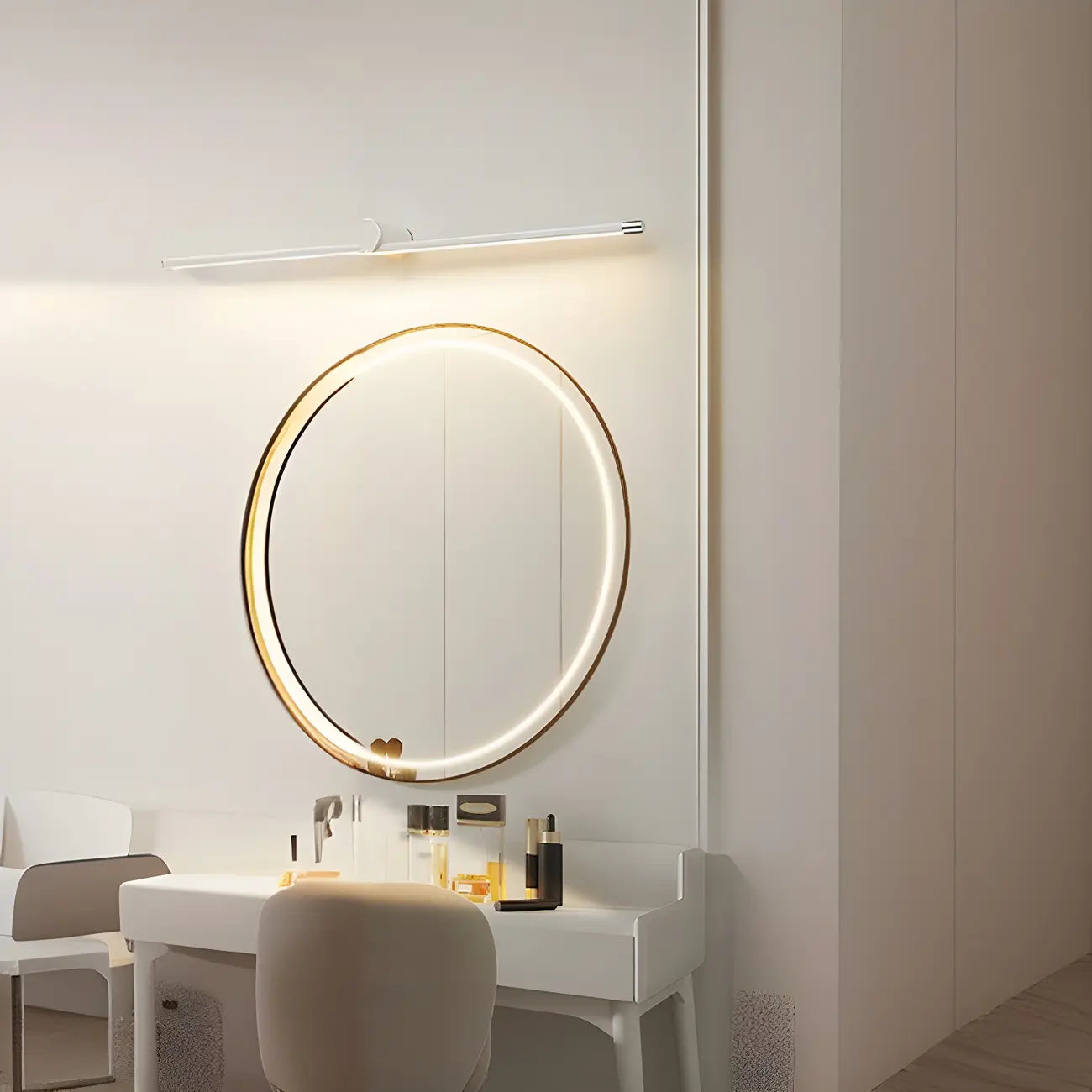 Applique murale LED blanche minimaliste à tube long pour salle de bain