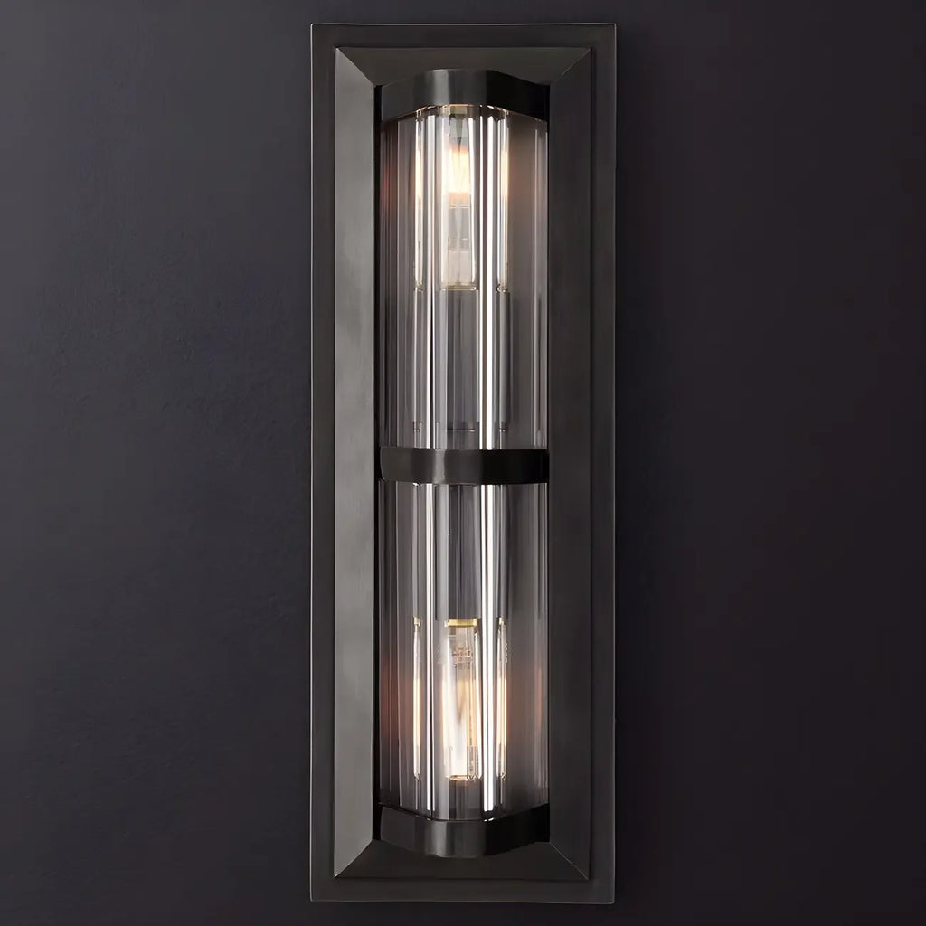Applique murale rectangulaire en bronze industriel pour chambre à coucher