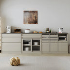 Buffet contemporain avec comptoir en pierre et tiroirs