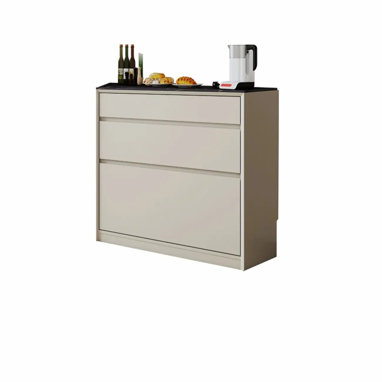 Buffet contemporain avec comptoir en pierre et tiroirs