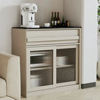 Buffet contemporain avec comptoir en pierre et tiroirs