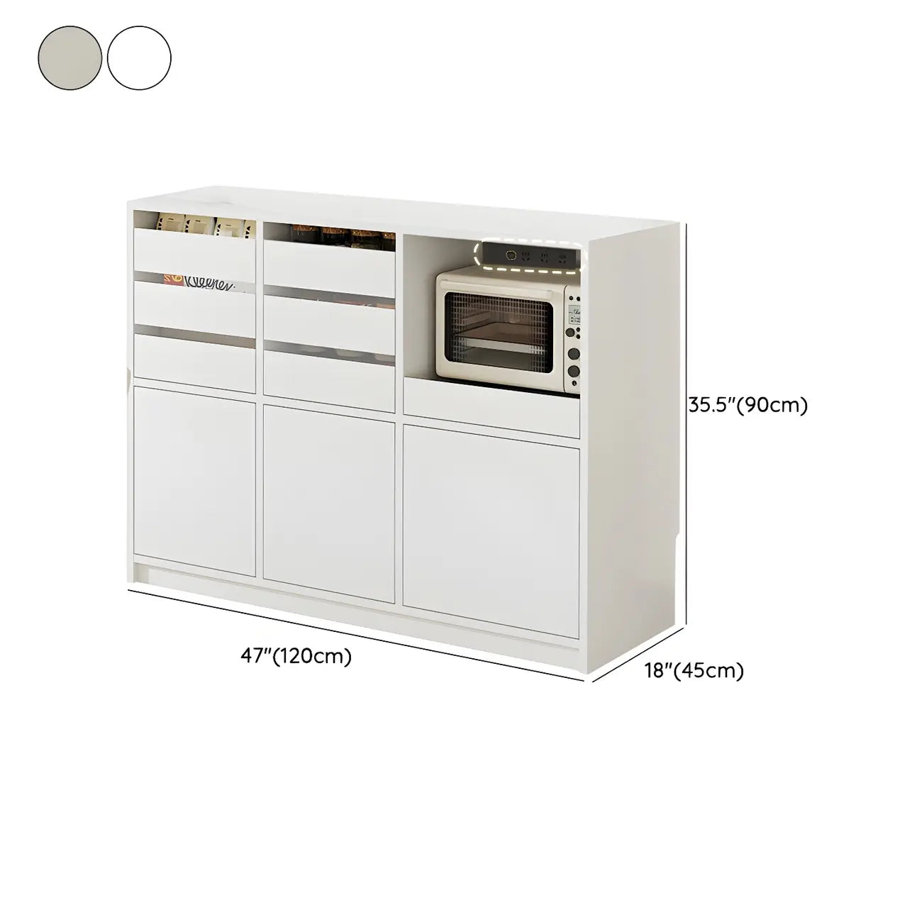 Buffet contemporain avec comptoir en pierre et tiroirs