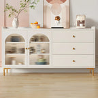 Buffet élégant en bois blanc avec tiroirs et étagères