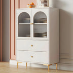 Buffet élégant en bois blanc avec tiroirs et étagères