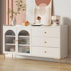 Buffet élégant en bois blanc avec tiroirs et étagères