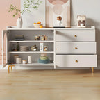 Buffet élégant en bois blanc avec tiroirs et étagères