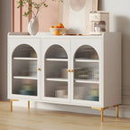 Buffet élégant en bois blanc avec tiroirs et étagères
