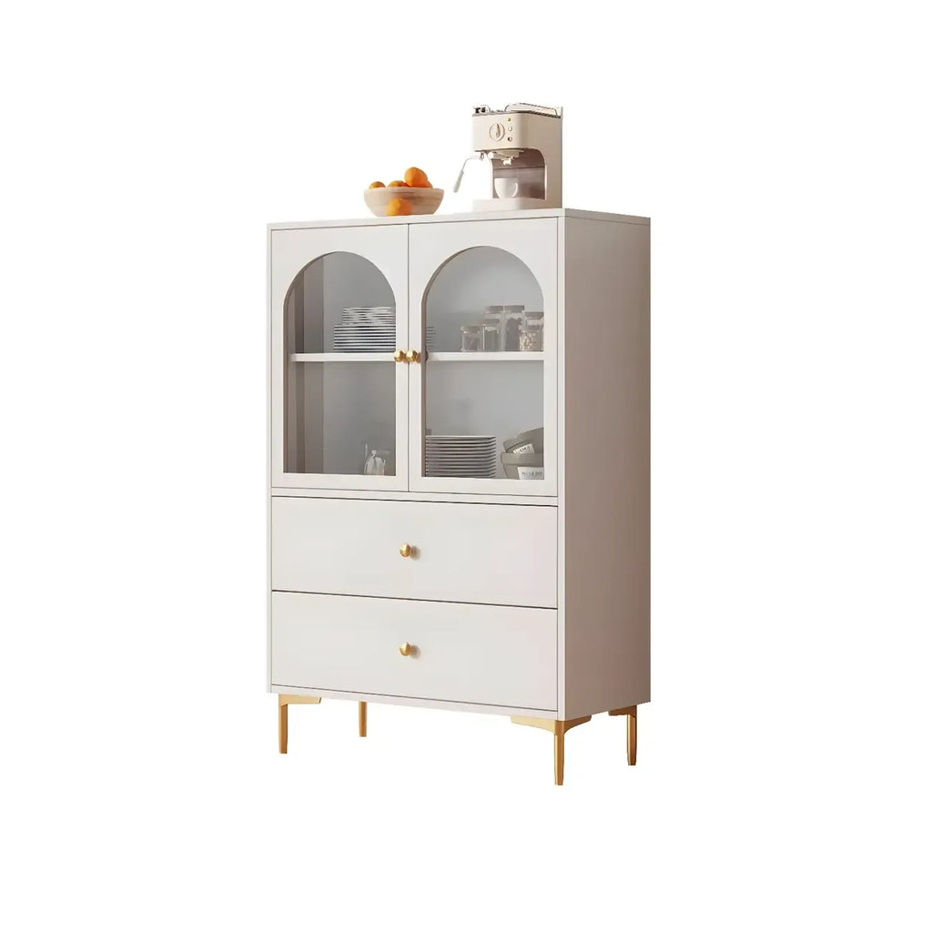 Buffet élégant en bois blanc avec tiroirs et étagères