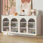 Buffet élégant en bois blanc avec tiroirs et étagères