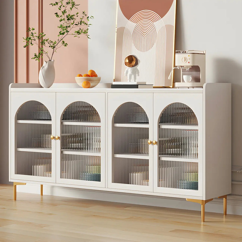 Buffet élégant en bois blanc avec tiroirs et étagères