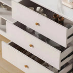 Buffet élégant en bois blanc avec tiroirs et étagères