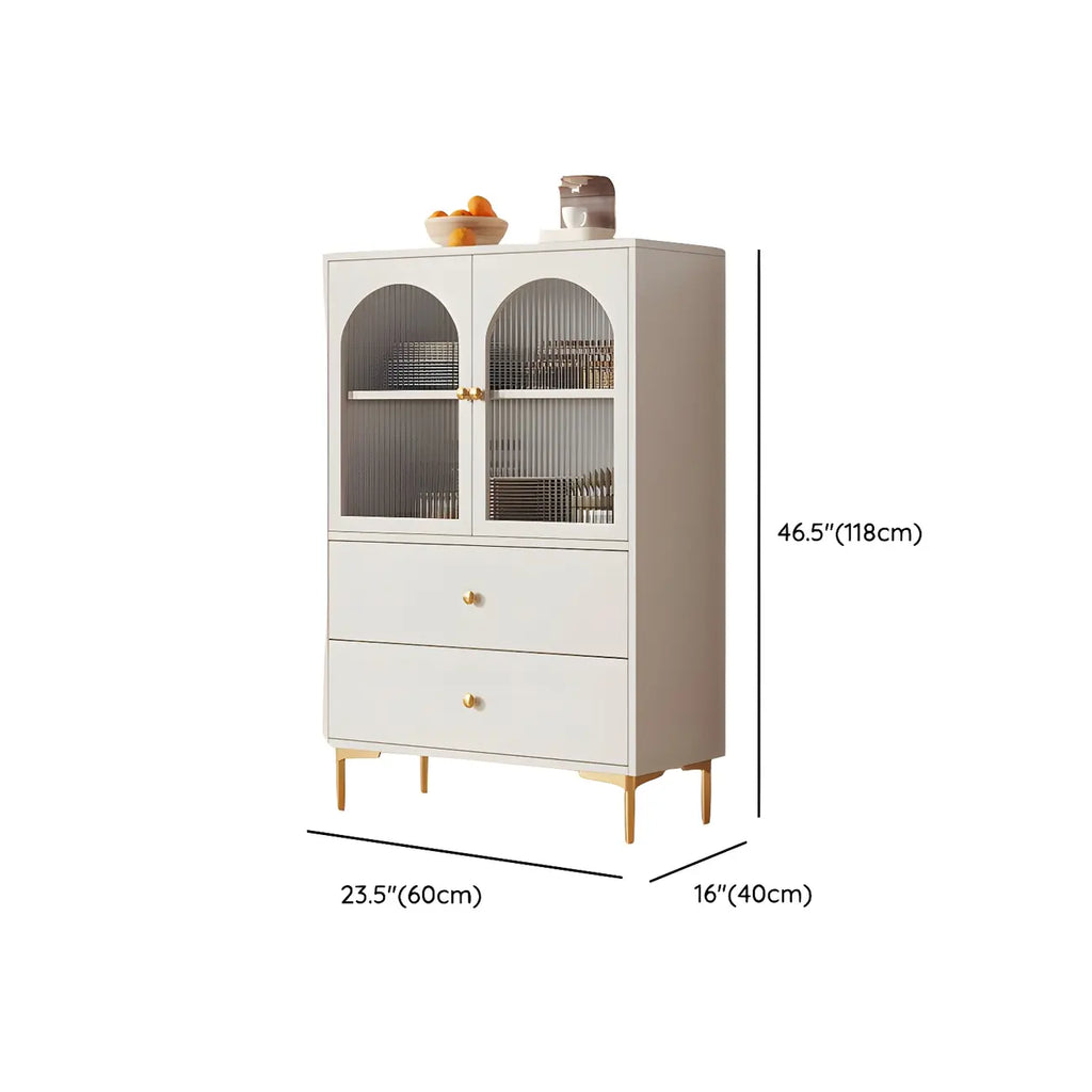 Buffet élégant en bois blanc avec tiroirs et étagères