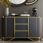 Buffet de luxe en bois courbé avec tiroirs, gris foncé