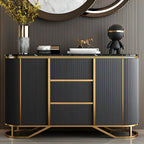 Buffet de luxe en bois courbé avec tiroirs, gris foncé