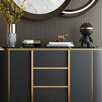 Buffet de luxe en bois courbé avec tiroirs, gris foncé