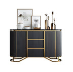 Buffet de luxe en bois courbé avec tiroirs, gris foncé
