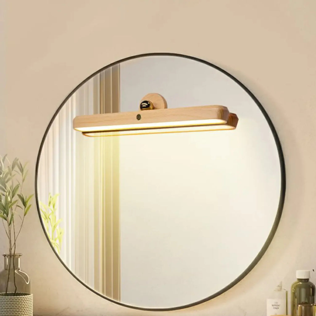 Lampada da bagno a LED rettangolare in legno regolabile