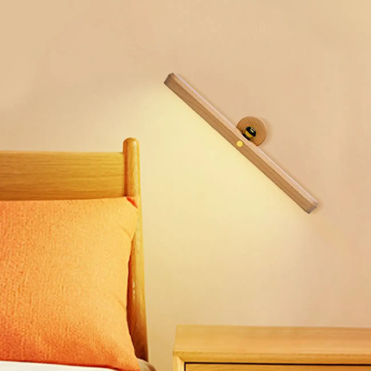 Lampada da bagno a LED rettangolare in legno regolabile