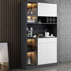 Buffet gris moderne avec portes, tiroirs et placards en verre