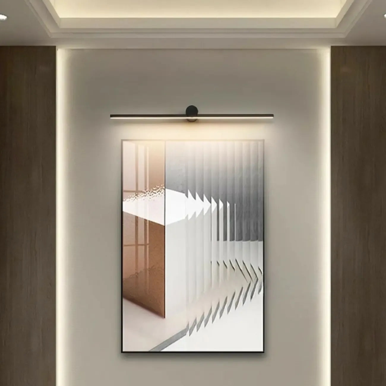 Applique murale LED linéaire noire à intensité variable pour salle de bain