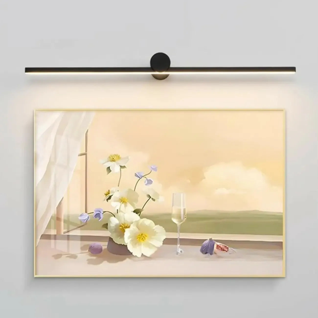Applique murale LED linéaire noire à intensité variable pour salle de bain