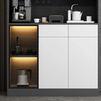 Buffet gris moderne avec portes, tiroirs et placards en verre