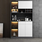 Buffet gris moderne avec portes, tiroirs et placards en verre