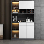 Buffet gris moderne avec portes, tiroirs et placards en verre