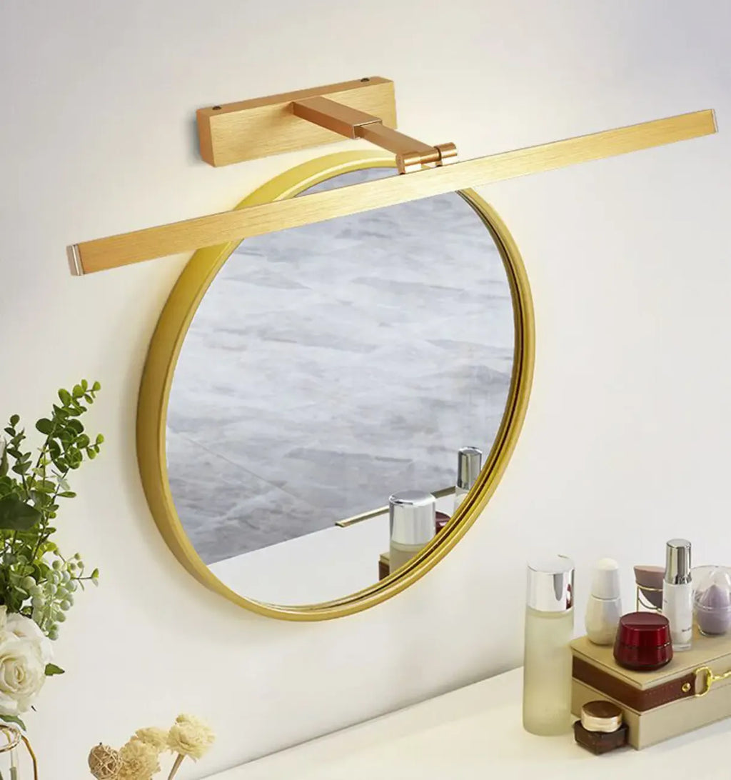 Applique murale linéaire LED en métal doré, réglable, pour salle de bain
