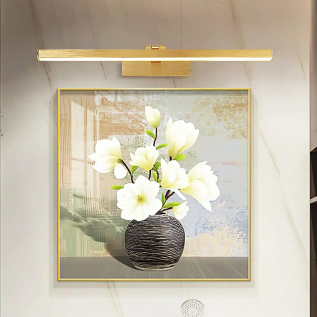 Applique murale linéaire LED en métal doré, réglable, pour salle de bain