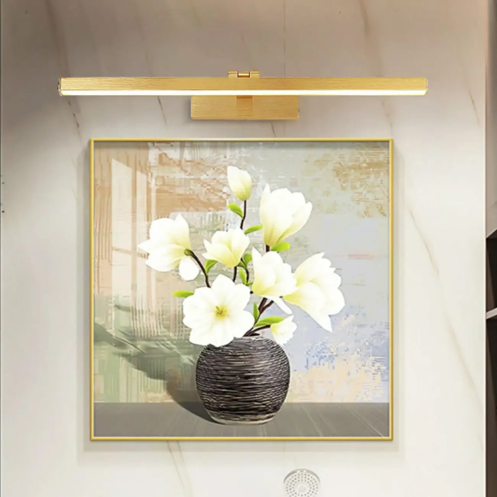 Applique murale linéaire LED en métal doré, réglable, pour salle de bain