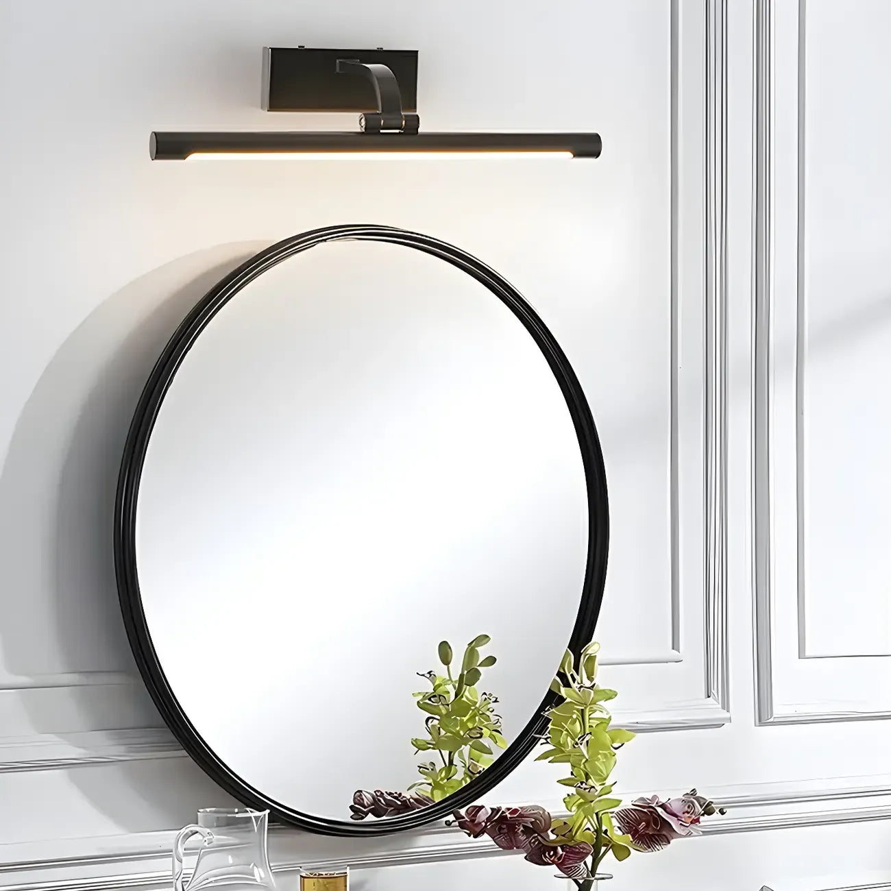 Applique murale LED cylindrique noire moderne avec abat-jour en acrylique