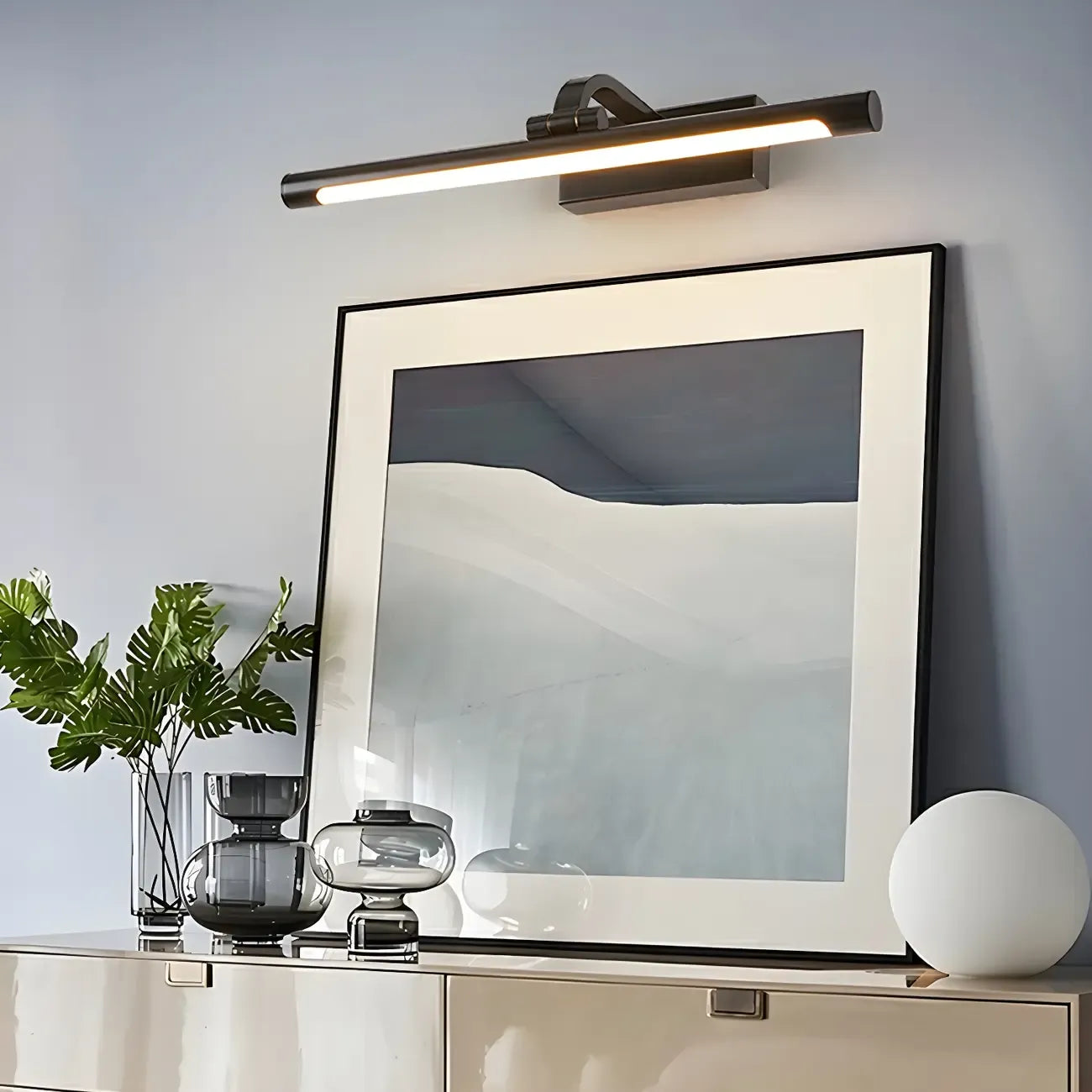 Applique murale LED cylindrique noire moderne avec abat-jour en acrylique