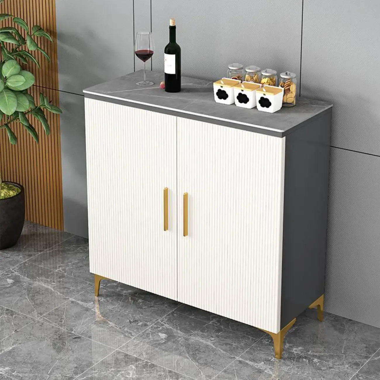 Buffet en bois gris glamour avec placards