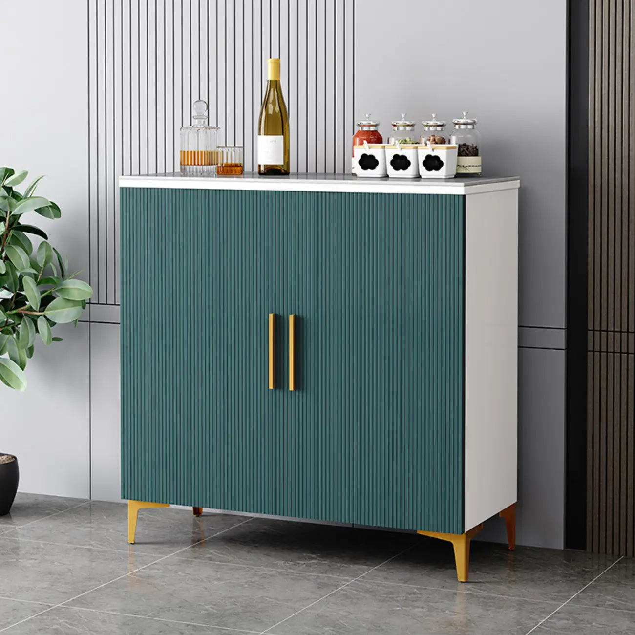 Buffet en bois gris glamour avec placards