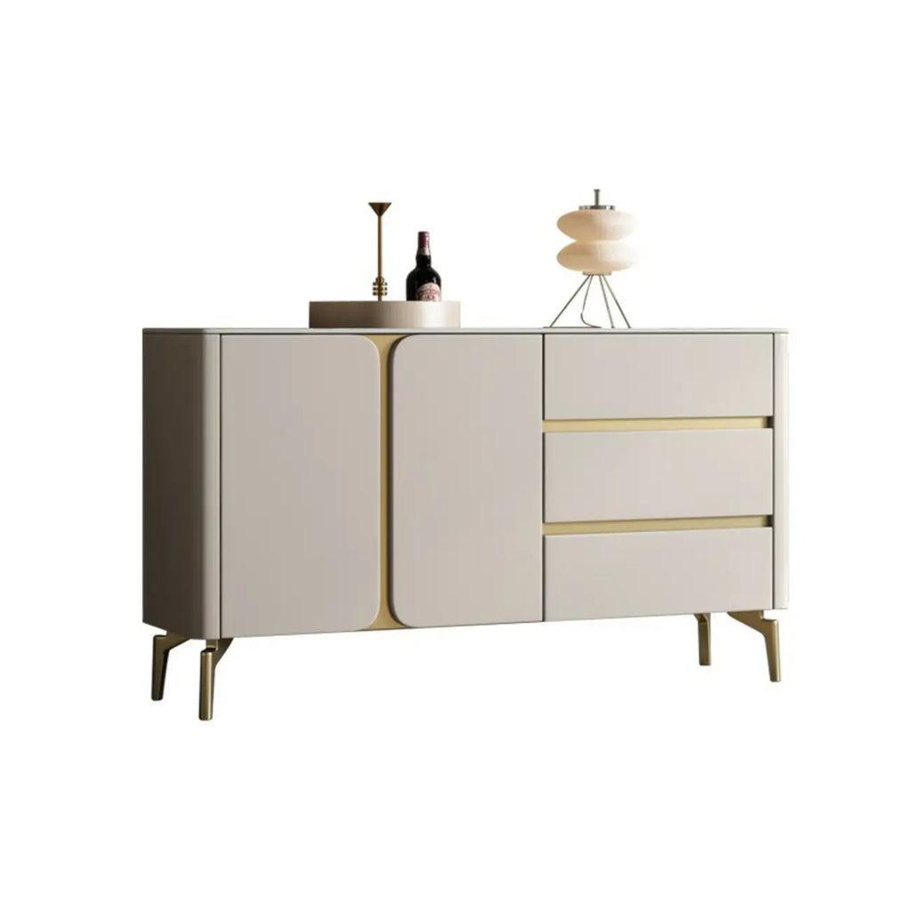 Buffet glamour en bois blanc et noir avec rangement