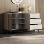 Buffet glamour en bois blanc et noir avec rangement