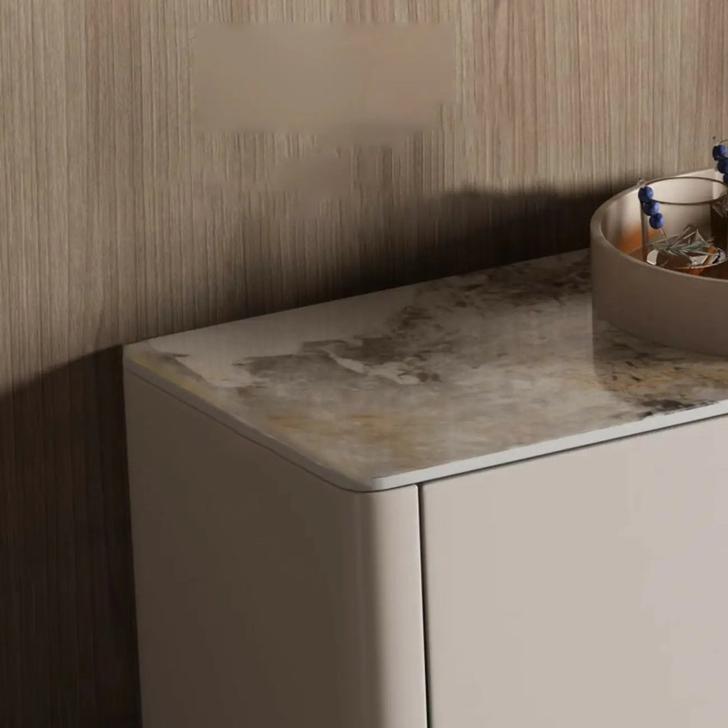 Buffet glamour en bois blanc et noir avec rangement